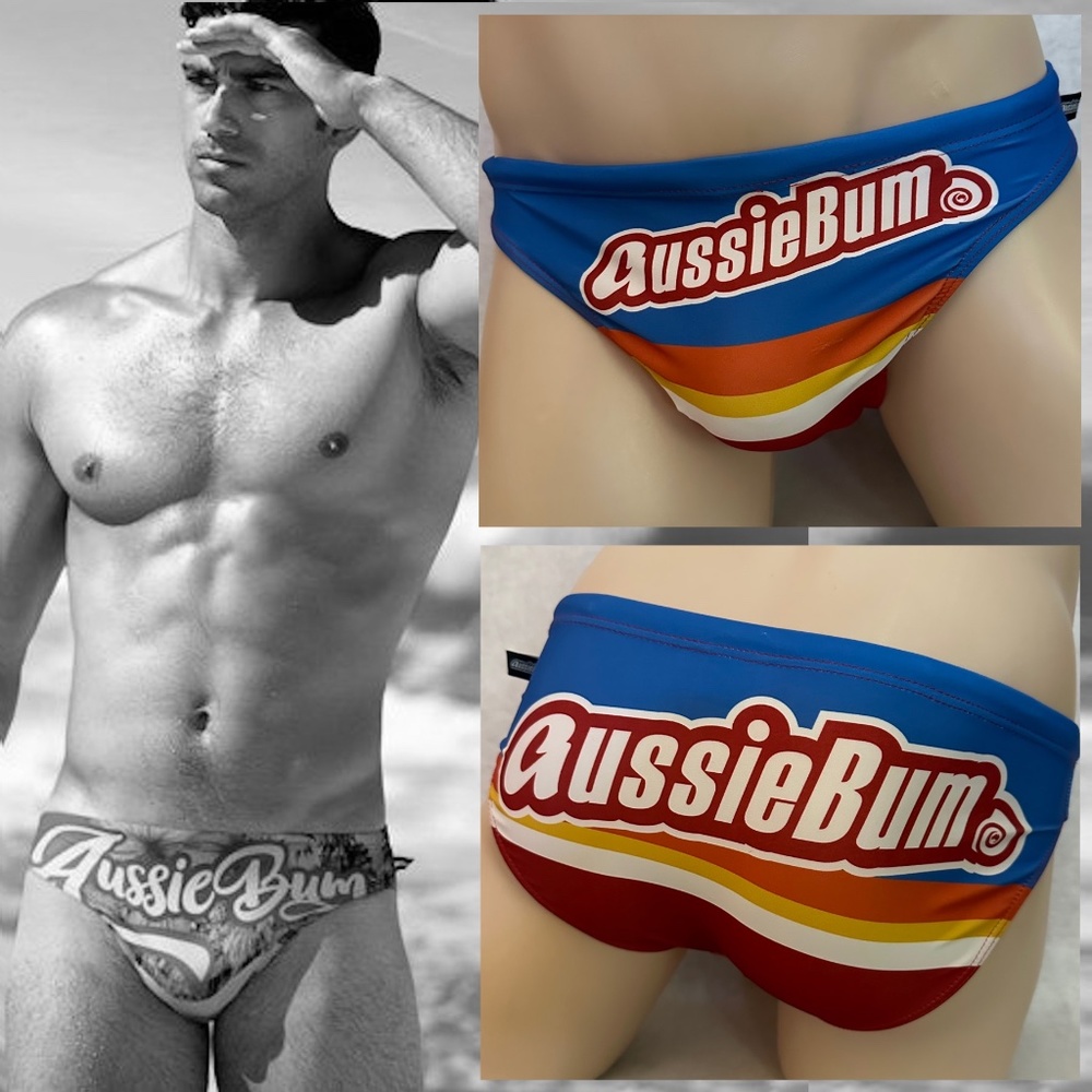 Aussiebum Logo Low Rise Swim briefs Small Gently worn 82% polyester /18% spandex